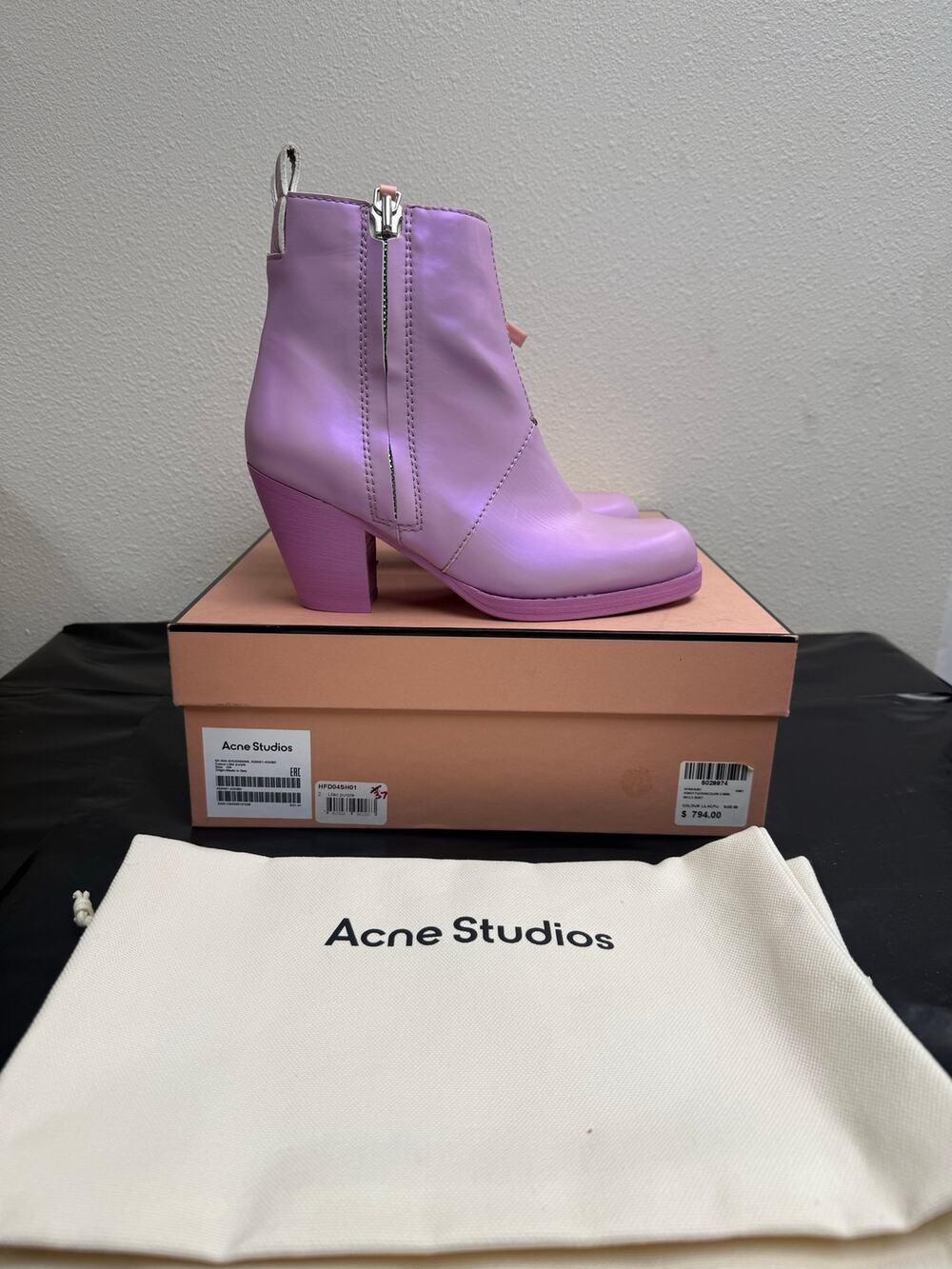 Acne Studios Lilac Purple Leather Ankle Boots Women’s EU 37 HFD04SH01